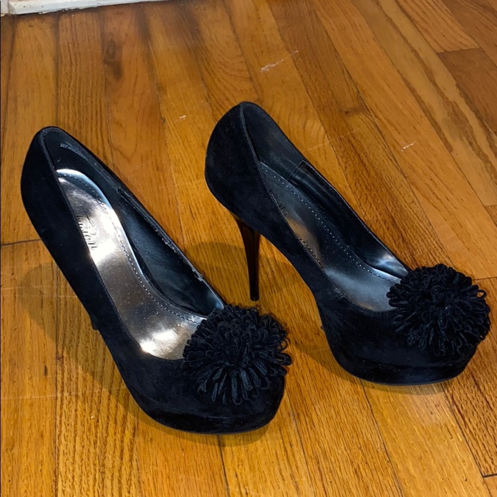 Fusion Black Heels with Pom Poms, 8
